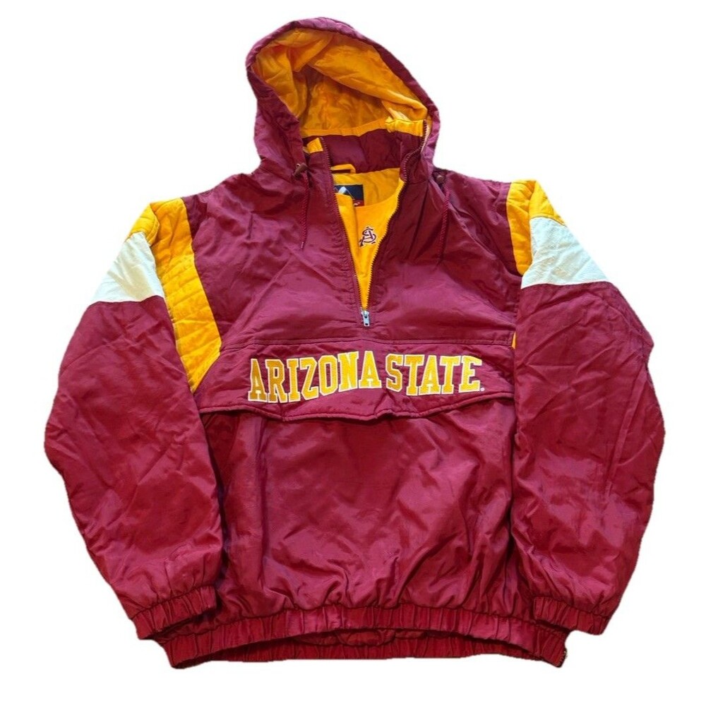 Rare 90s Majestic Arizona State ASU Sun Devils Pullover Puffer Jacket NCAA XL
